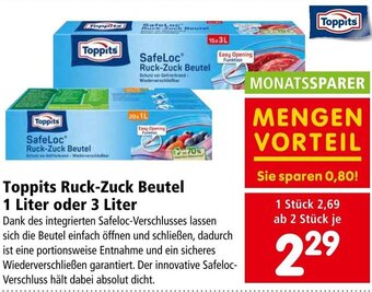 Interspar Toppits Ruck-Zuck Beutel 1 Liter oder 3 Liter Angebot