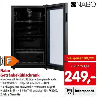 Interspar Nabo Getränkekühlschrank • Maße: B 47 x H 84,5 x T 44 cm, Mod.-Nr.: FK8960, 2 Jahre Garantie Angebot