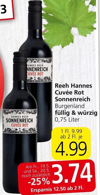 Spar Reeh Hannes Cuvée Rot Sonnenreich Burgenland füllig & würzig 0,75 Liter Angebot