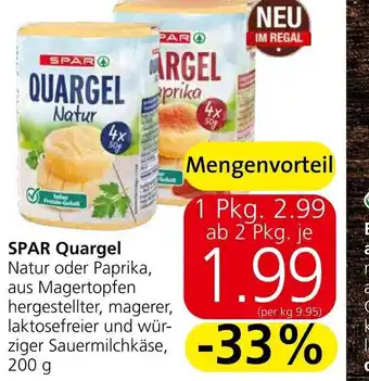 Spar SPAR Quargel Natur oder Paprika 200 ziger Sauermilchkäse, -33% Angebot