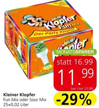 Spar Kleiner Klopfer Fun Mix oder Sour Mix 25x0,02 Liter Angebot