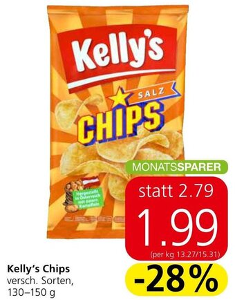 Spar Kelly's Chips versch. Sorten, 130-150 g Angebot