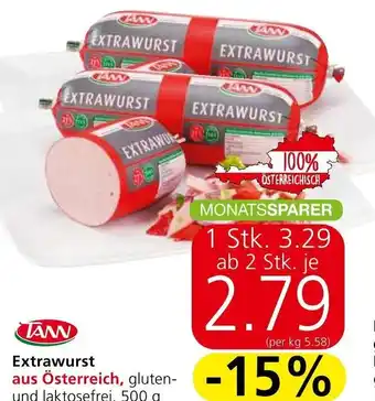Spar Tann Extrawurst aus Österreich, gluten-und laktosefrei, 500 g Angebot