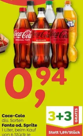 ADEG Coca-Cola div. Sorten Fanta od. Sprite 1 Liter, beim Kauf von 6 Stück je Angebot