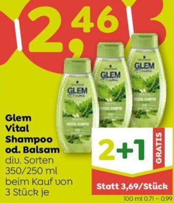 ADEG Glem Vital Shampoo od. Balsam diu. Sorten 350/250 ml beim Kauf von 3 Stück je Angebot