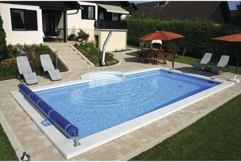 Hornbach Einbaupool styropor-pool-set planet pool plus p25 800x400x150 cm inkl. skimmer, bodenschutzvlies, verrohrungsset & römertrepp Angebot