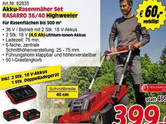 Zgonc Akku-rasenmäher set rasarro 36/40 Angebot