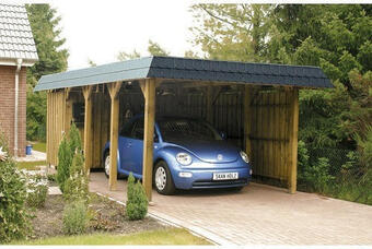Hornbach Einzelcarport skan holz spreewald walmdach inkl. regenrinne 345x589 cm tauchimprägniert Angebot