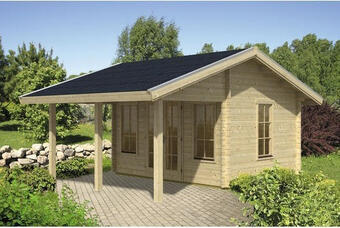 Hornbach Blockbohlenhaus skan holz luzern, dachlattung, dämmbar, mit fußboden 460x380 cm natur Angebot