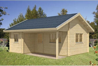 Hornbach Blockbohlenhaus skan holz st. moritz, dachschalung, dämmbar, mit fußboden 680x580 cm natur Angebot