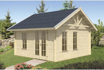 Hornbach Blockbohlenhaus skan holz bern 1 für dachpfannen vorbereitet mit fußboden 500x500 cm natur Angebot