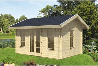 Hornbach Blockbohlenhaus skan holz montreal dach dämmbar für dachschindeln vorbereitet, mit fußboden 500x380 cm natur Angebot