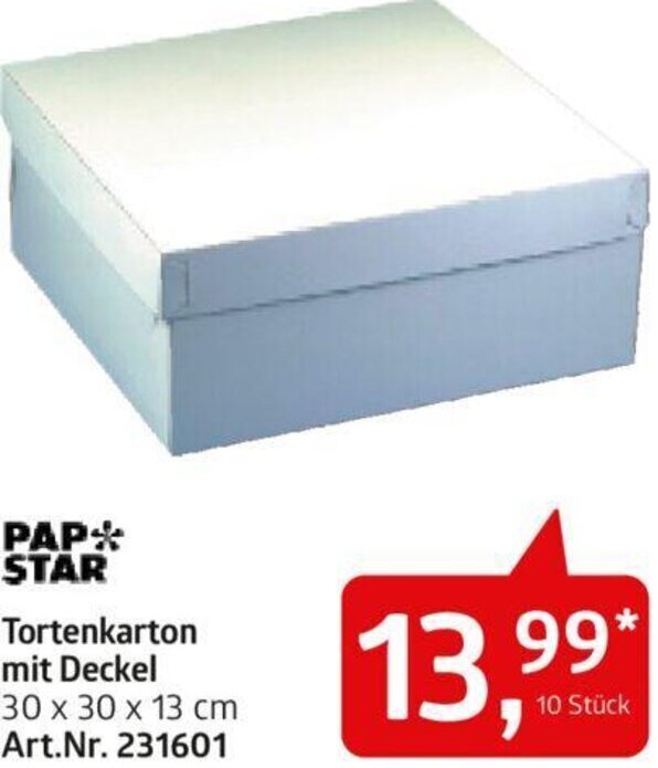 AGM PAP* STAR Tortenkarton mit Deckel 30 x 30 x 13 cm Angebot
