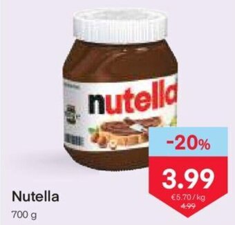 MPreis Nutella 700 g Angebot
