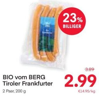 MPreis BIO vom BERG Tiroler Frankfurter 2 Paar, 200 g Angebot