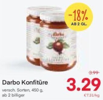 MPreis Darbo Konfitüre versch. Sorten, 450 g. ab 2 billiger Angebot