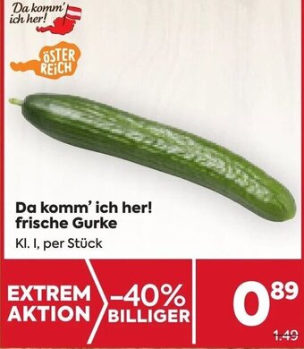 Billa Da komm' ich her! frische Gurke Kl. I, per Stück Angebot