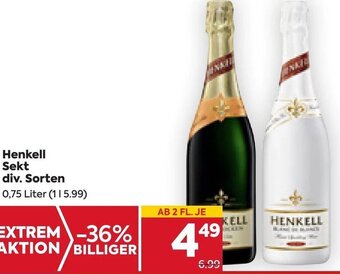 Billa Henkell Sekt div. Sorten 0,75 Liter Angebot