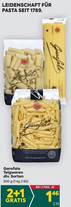 Billa Garofalo Teigwaren div. Sorten 500 g Angebot
