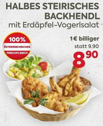 Billa HALBES STEIRISCHES BACKHENDL mit Erdäpfel-Vogerlsalat+ Angebot