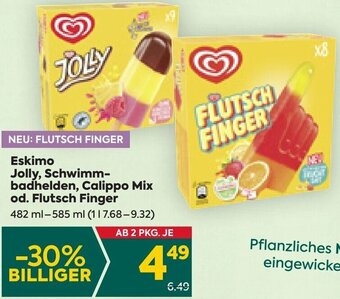 Billa Eskimo Jolly, Schwimm- badhelden, Calippo Mix od. Flutsch Finger 482 ml-585 ml Angebot