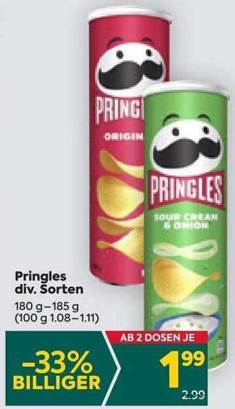 Billa Pringles div. Sorten 180 g- 185 g Angebot