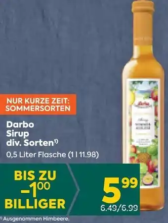 Billa Darbo Sirup div. Sorten¹ 0,5 Liter Flasche (1|11.98) Angebot
