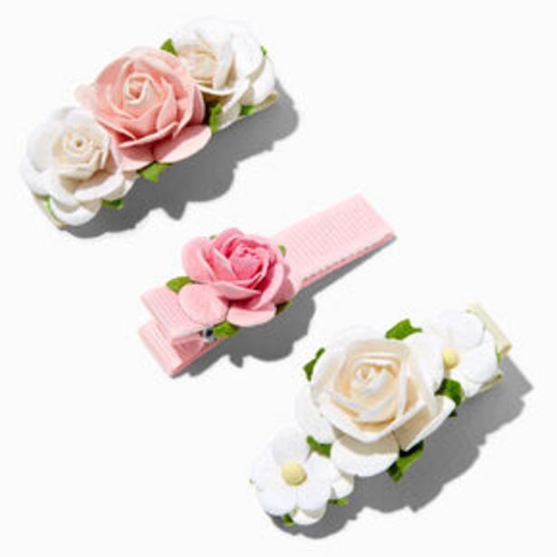 Claire's Claire's club pink floral hair clips - 3 pack Angebot