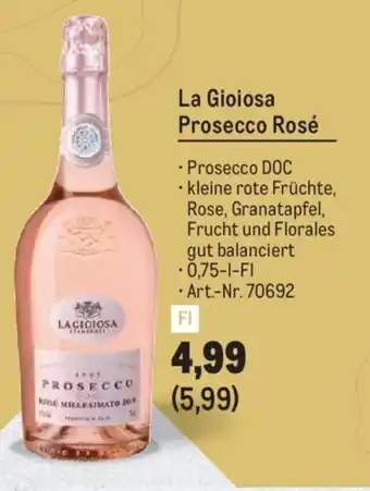 Metro La Gioiosa Prosecco Rosé Angebot