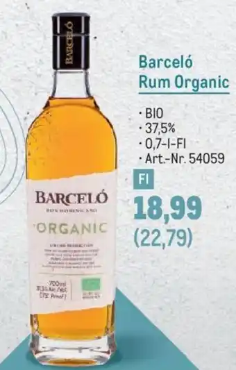 Metro Barceló Rum Organic Angebot