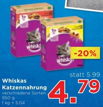 Unimarkt Whiskas Katzennahrung verschiedene Sorten 950 g Angebot