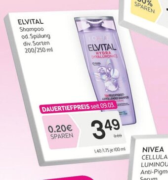 Bipa ELVITAL Shampoo od. Spülung div. Sorten 200/250 ml Angebot