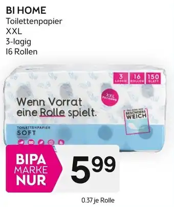 Bipa BI HOME Toilettenpapier XXL 3-lagig 16 Rollen Angebot