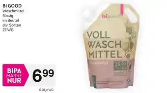 Bipa BI GOOD Waschmittel flüssig im Beutel div. Sorten 25 WG Angebot