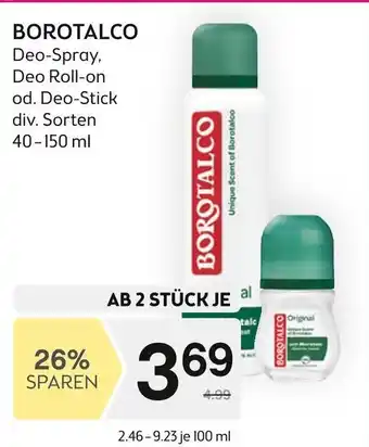 Bipa BOROTALCO Deo-Spray, Deo Roll-on od. Deo-Stick div. Sorten Angebot