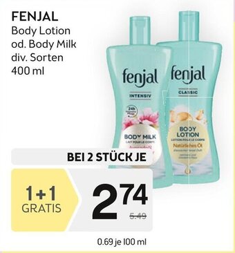 Bipa FENJAL Body Lotion od. Body Milk div. Sorten 400 ml Angebot