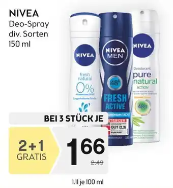 Bipa NIVEA Deo-Spray div. Sorten 150ml Angebot