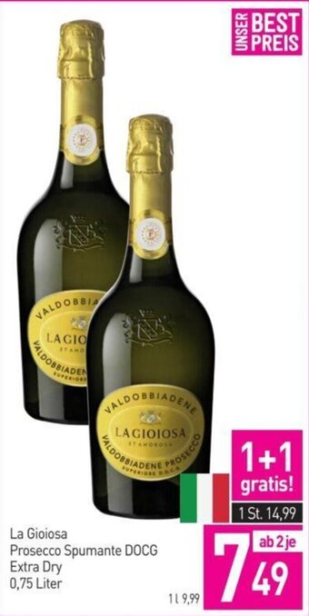 Sutterlüty La Gioiosa Prosecco Spumante DOCG Extra Dry 0,75 Liter Angebot