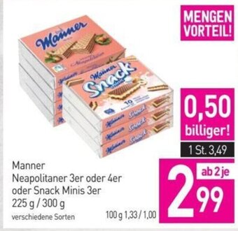 Sutterlüty Manner Neapolitaner 3er oder 4er oder Snack Minis 3er 225 g / 300 g Angebot