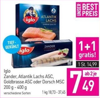Sutterlüty Iglo Zander, Atlantik Lachs ASC, Goldbrasse ASC oder Dorsch MSC Angebot
