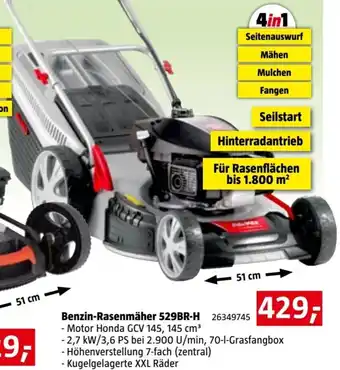 Bauhaus Benzin-Rasenmäher 529BR-H Motor Honda GCV 145, 145 cm³ Angebot