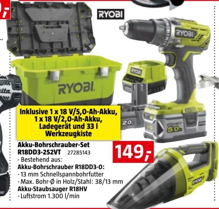 Bauhaus Akku-Bohrschrauber-Set R18DD3-252VT Angebot
