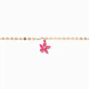 Claire's Pink coated flower gold choker necklace Angebot
