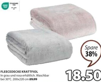 JYSK FLEECEDECKE KRATTFIOL In grau und rosa erhältlich. Waschbar bei 30°C. 200x220 cm Angebot
