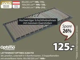 JYSK LATTENROST OPTIMO A200 FIX 90 x 190/200 cm Angebot