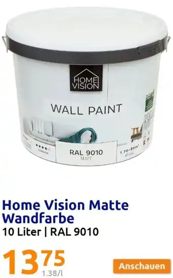Action Home Vision Matte Wandfarbe 10 Liter | RAL 9010 Angebot