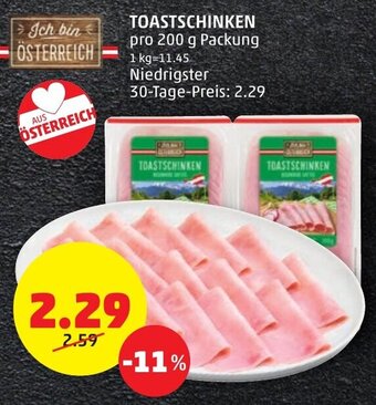 PENNY TOASTSCHINKEN pro 200 g Packung Angebot