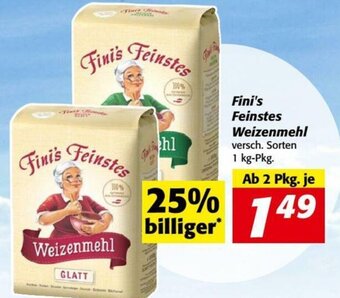 Nah&Frisch Fini's Feinstes Weizenmehl versch. Sorten 1 kg-Pkg. Angebot