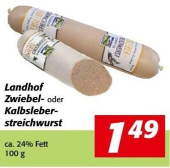 Nah&Frisch Landhof Zwiebel- oder Kalbsleber-streichwurst ca. 24% Fett 100 g Angebot
