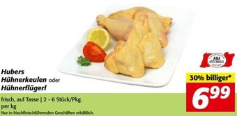 Nah&Frisch Hubers Hühnerkeulen oder Hühnerflügerl frisch, auf Tasse | 2 - 6 Stück/Pkg. per kg Angebot
